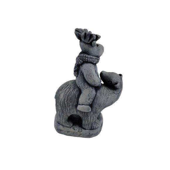 Moose Riding Polar Bear Figurine By Alaska Originals - Picture 3 of 6